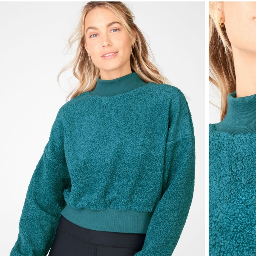 Fabletics‎ Malia Polar Fleece Pullover Fjord Teal Blue Size 1X